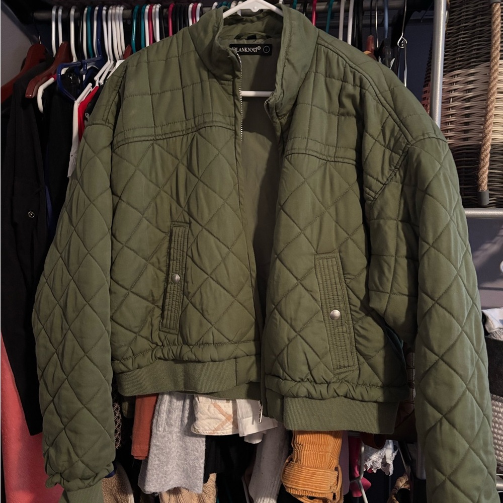 Blank NYC Olive Green Bomber Jacket